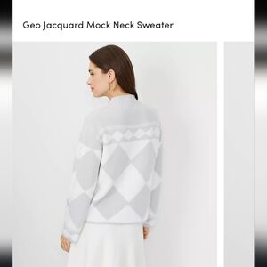 Ann Taylor Geo Jacquard Mock Neck Sweater (size medium)